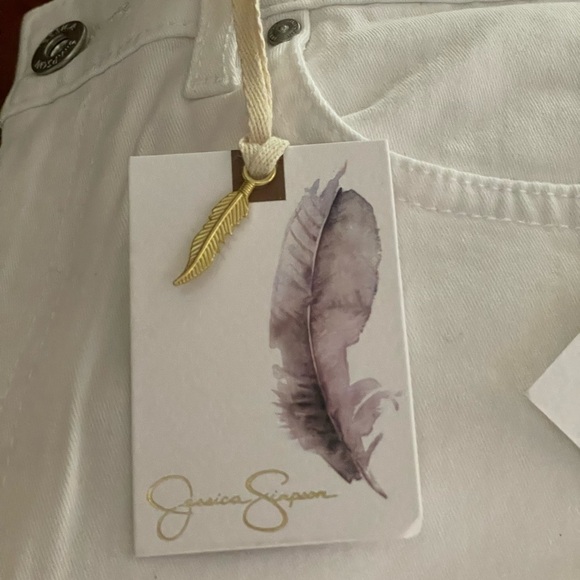 Jessica Simpson Adored High Rise Ankle White Jean Size‎ 4 raw frayed hems cotton - Picture 13 of 16